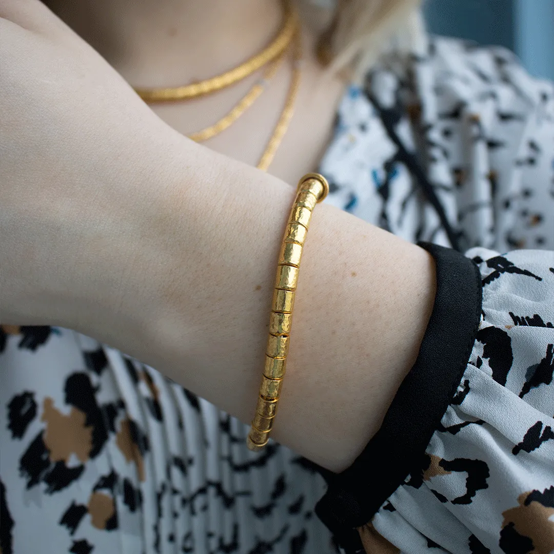 Hammered Gold & Diamond Pendant Bracelet