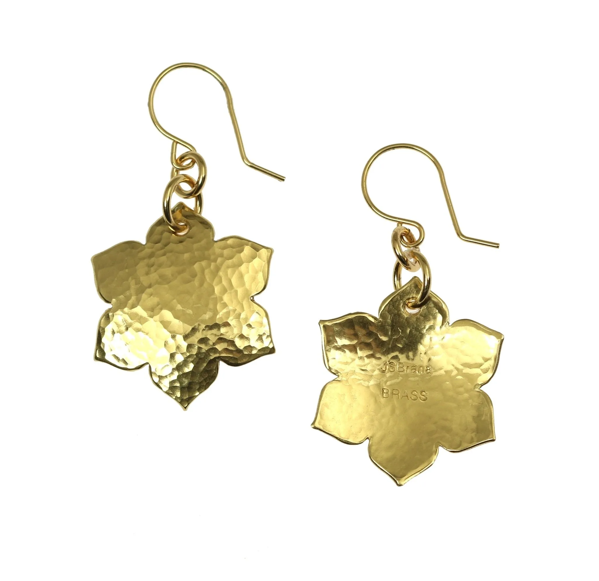 Hammered Nu Gold Arabesque Flower Earrings