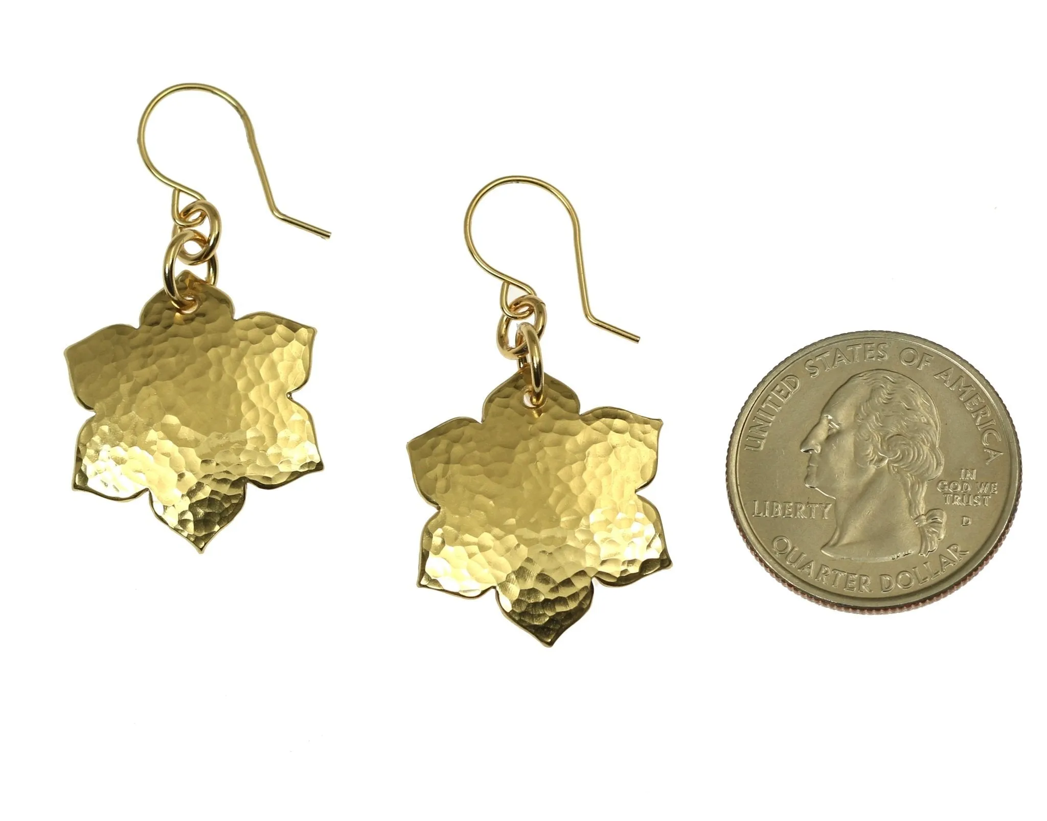 Hammered Nu Gold Arabesque Flower Earrings
