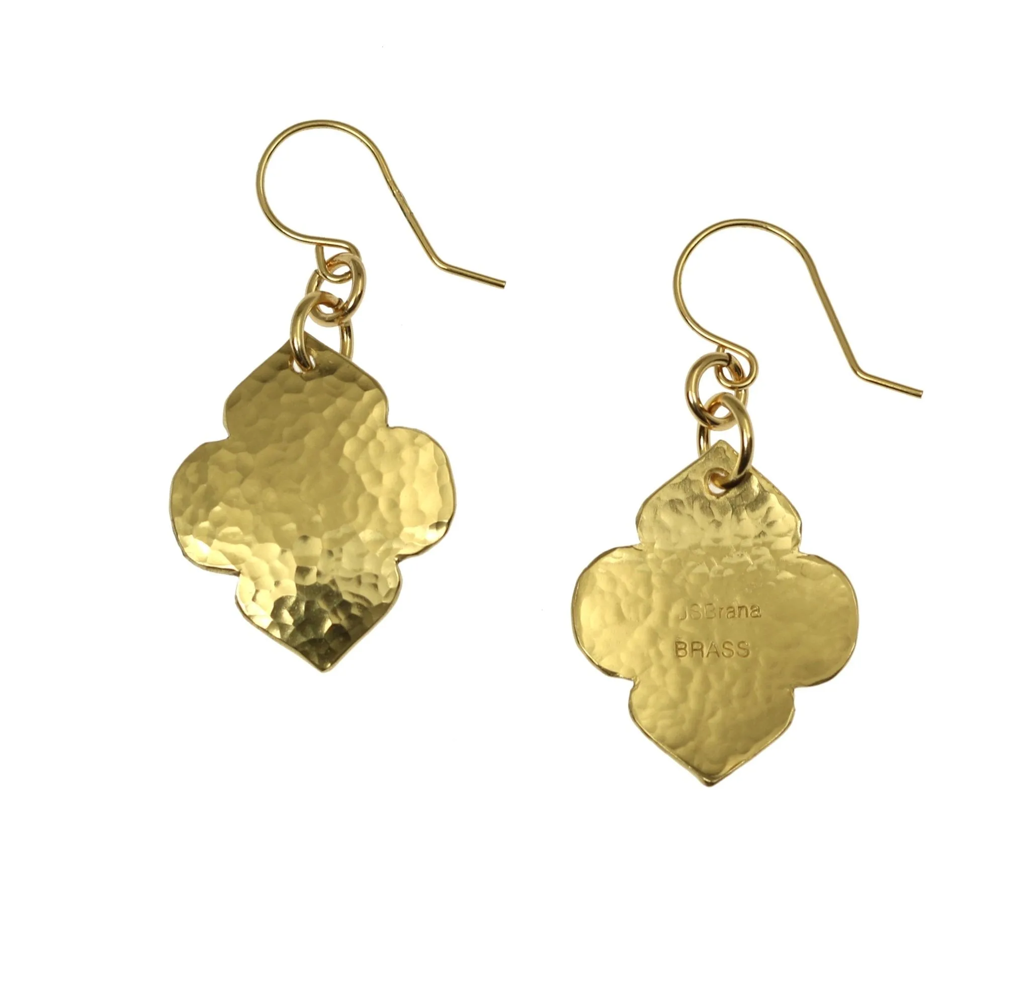 Hammered Nu Gold Quatrefoil Dangle Earrings