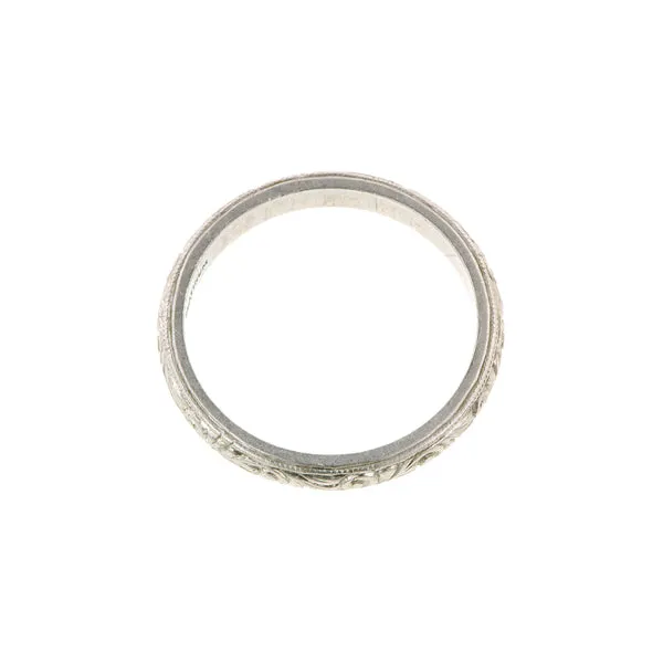 Hand Engraved Patterned Platinum Band
