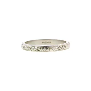 Hand Engraved Patterned Platinum Band