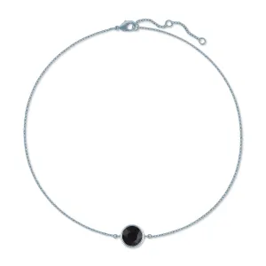 Harley Chain Bracelet with Black Jet Round Crystals from Swarovski Silver Toned Rhodium Plated