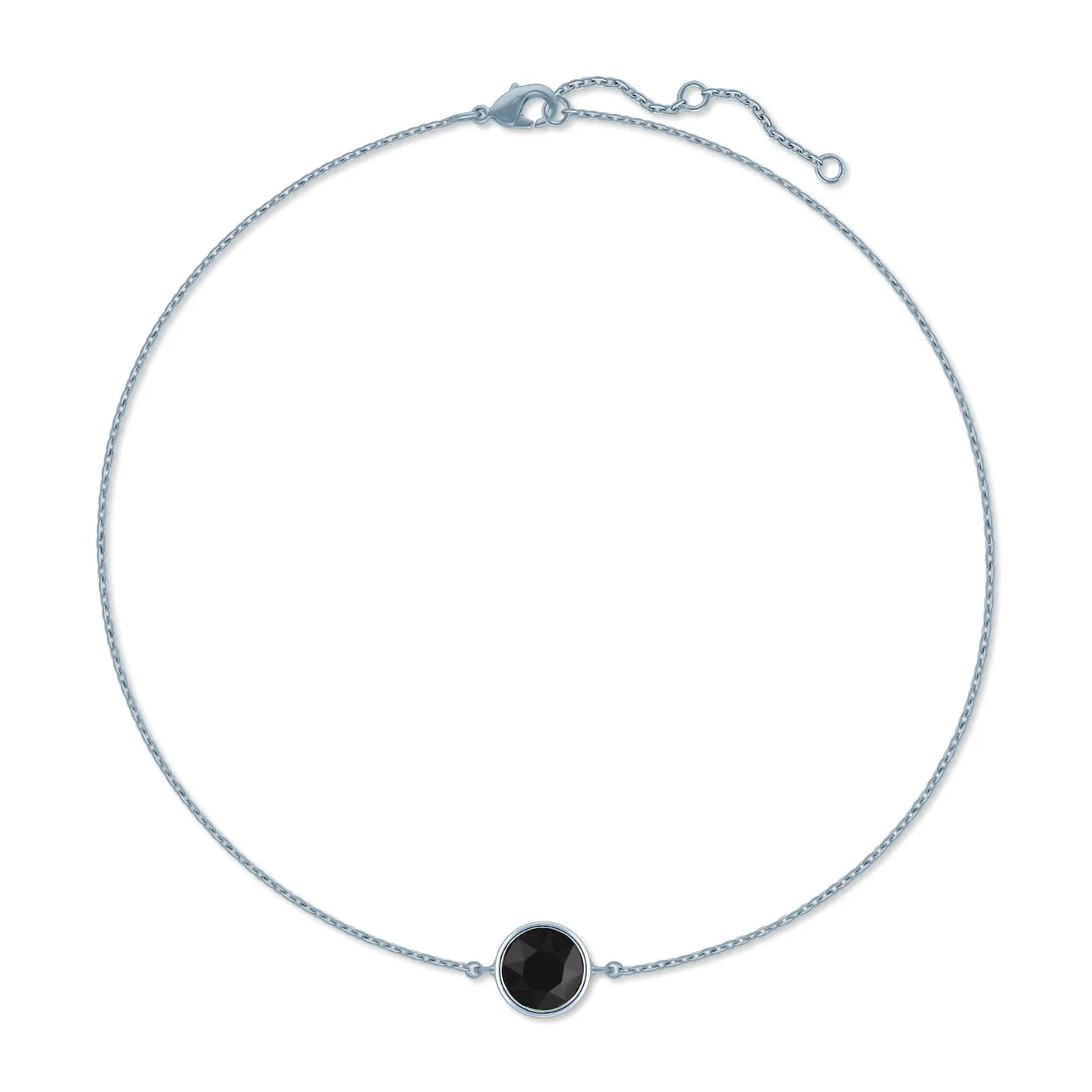 Harley Chain Bracelet with Black Jet Round Crystals from Swarovski Silver Toned Rhodium Plated