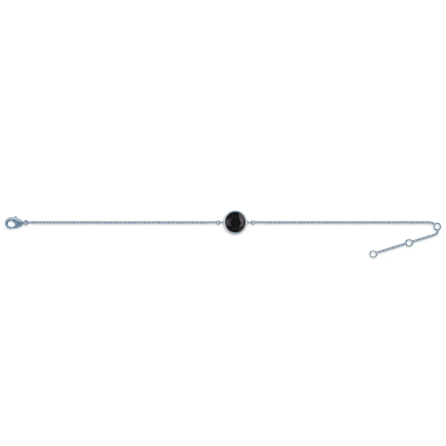 Harley Chain Bracelet with Black Jet Round Crystals from Swarovski Silver Toned Rhodium Plated