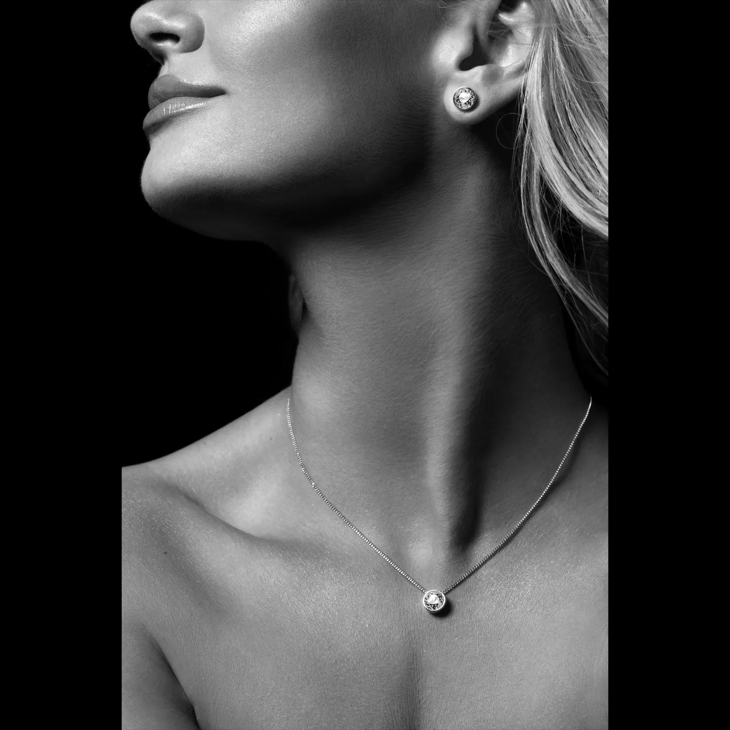 Harley Small Pendant Necklace with Beige Sand Round Opals from Swarovski Silver Toned Rhodium Plated