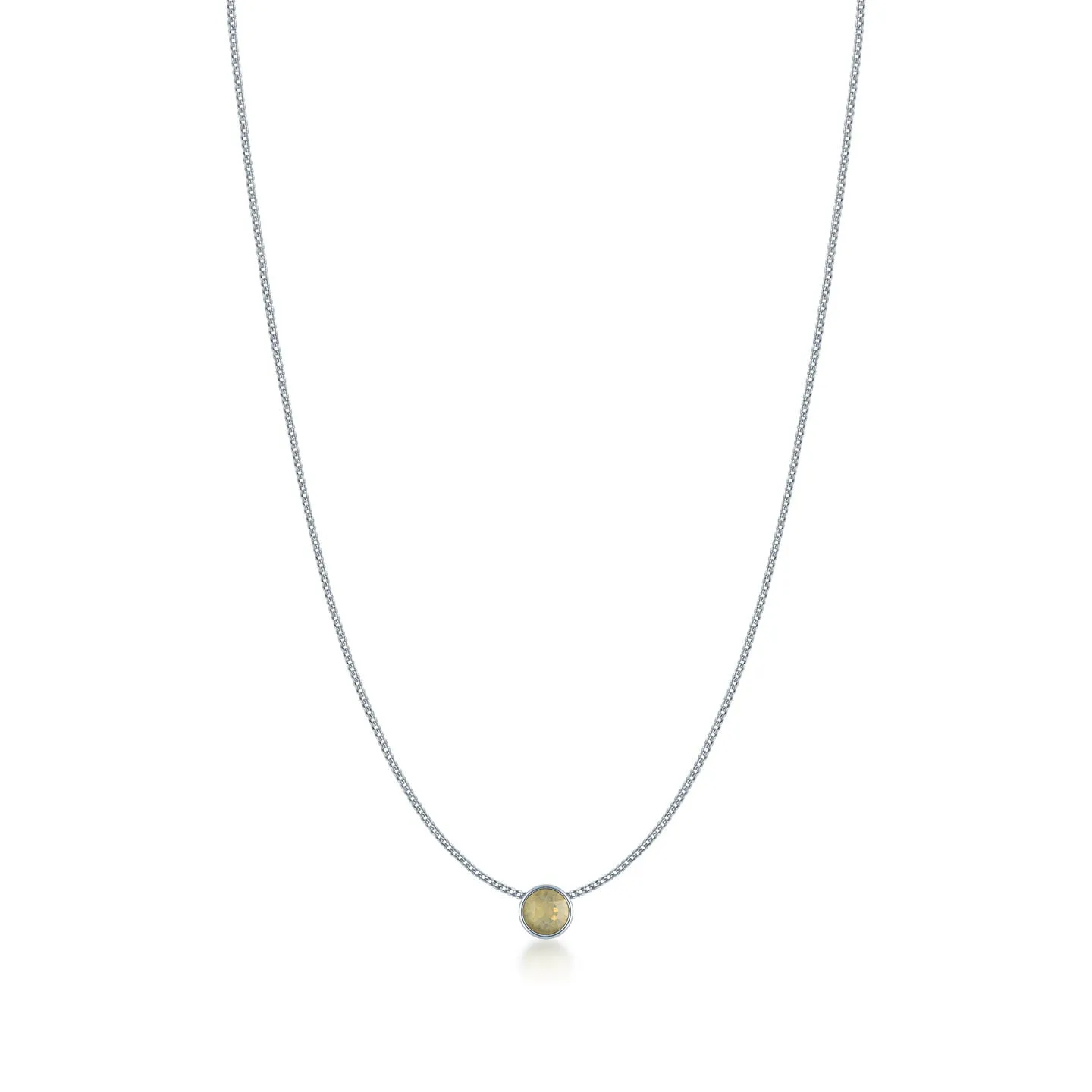 Harley Small Pendant Necklace with Beige Sand Round Opals from Swarovski Silver Toned Rhodium Plated
