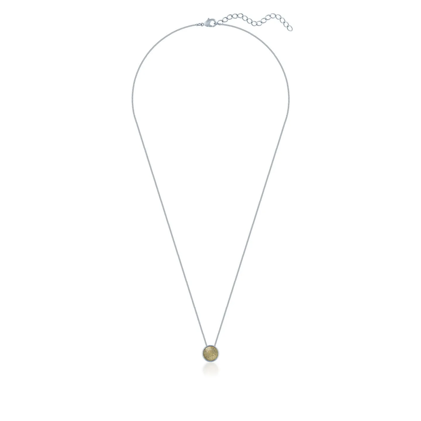 Harley Small Pendant Necklace with Beige Sand Round Opals from Swarovski Silver Toned Rhodium Plated