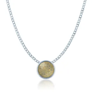 Harley Small Pendant Necklace with Beige Sand Round Opals from Swarovski Silver Toned Rhodium Plated