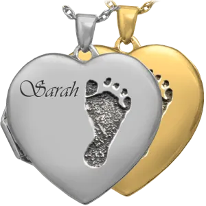 Heart Double Photo Locket Footprint Pendant