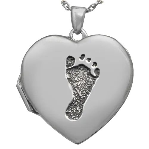 Heart Double Photo Locket Footprint Pendant