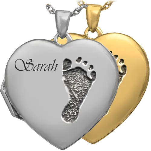 Heart Double Photo Locket Footprint Pendant