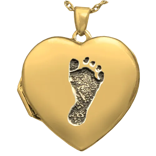Heart Double Photo Locket Footprint Pendant