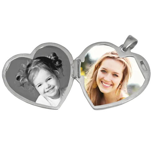 Heart Double Photo Locket Footprint Pendant