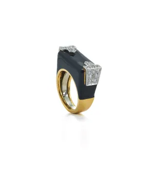 Hero Ring, Black Enamel