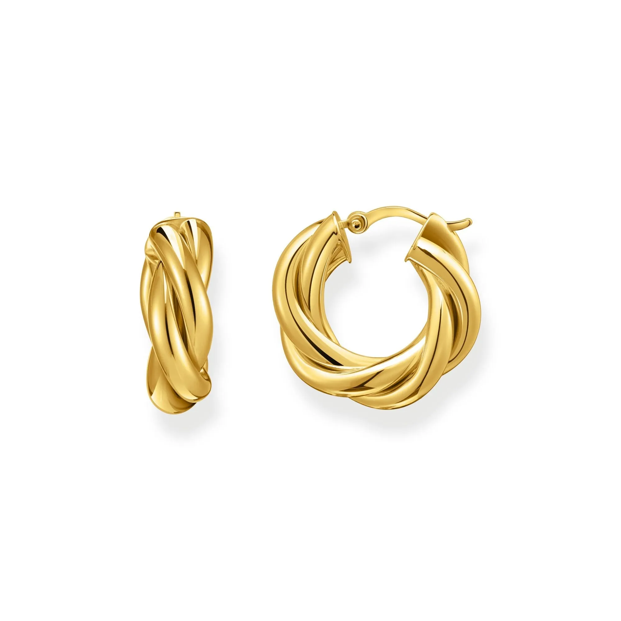 Hoop earrings in intertwined design gold
