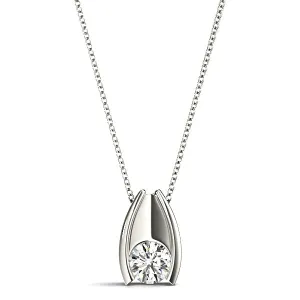 Hug Bezel Set Round Diamond Solitaire Necklace Pendant