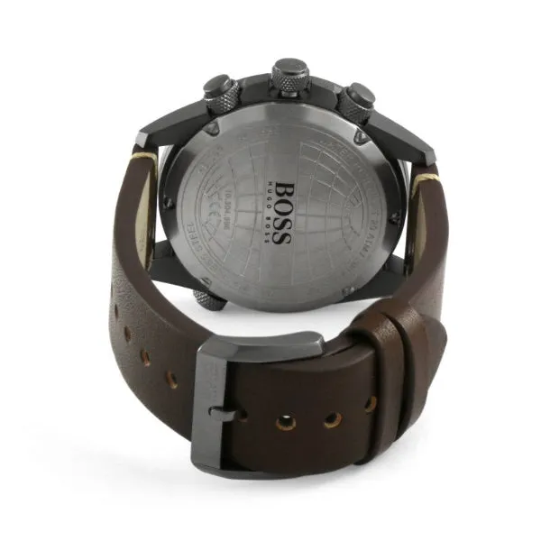 HUGO BOSS Nomad Brown Leather Strap Blue Dial Chronograph Quartz Watch for Gents - HUGO BOSS 1513773