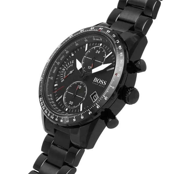 HUGO BOSS Pilot Edition Black Stainless Steel Black Dial Chronograph Quartz Watch for Gents - 1513854