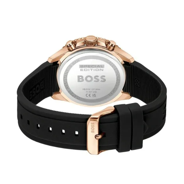 Hugo Boss Runner Black Silicone Strap Black Dial Chronograph Quartz Watch for Gents - Boss 1514168