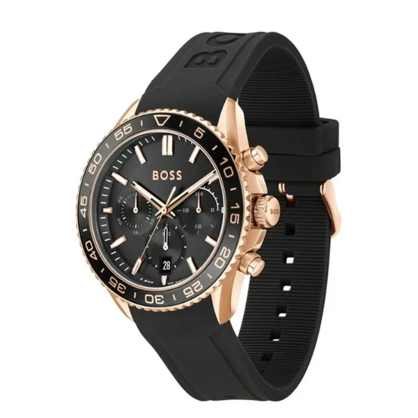 Hugo Boss Runner Black Silicone Strap Black Dial Chronograph Quartz Watch for Gents - Boss 1514168