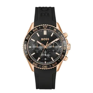 Hugo Boss Runner Black Silicone Strap Black Dial Chronograph Quartz Watch for Gents - Boss 1514168