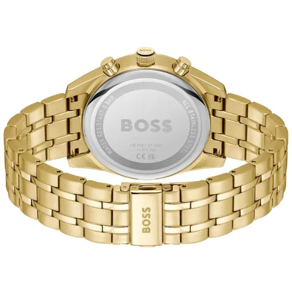 Hugo Boss Skytraveller Gold Stainless Steel Black Dial Chronograph Quartz Watch for Gents - Boss 1514152