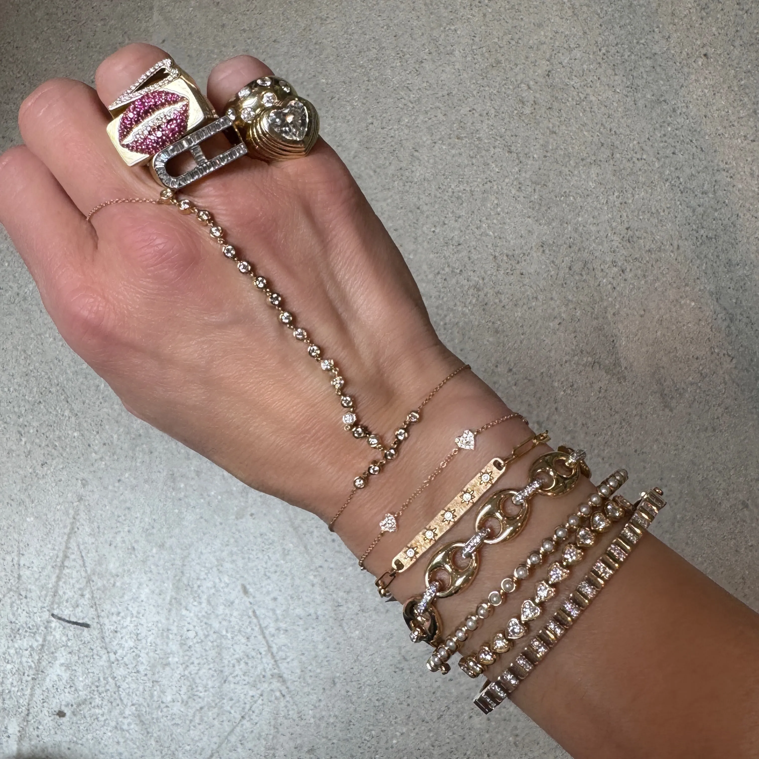 Inner Shine Bezel Set Diamond Heart Eternity Bracelet
