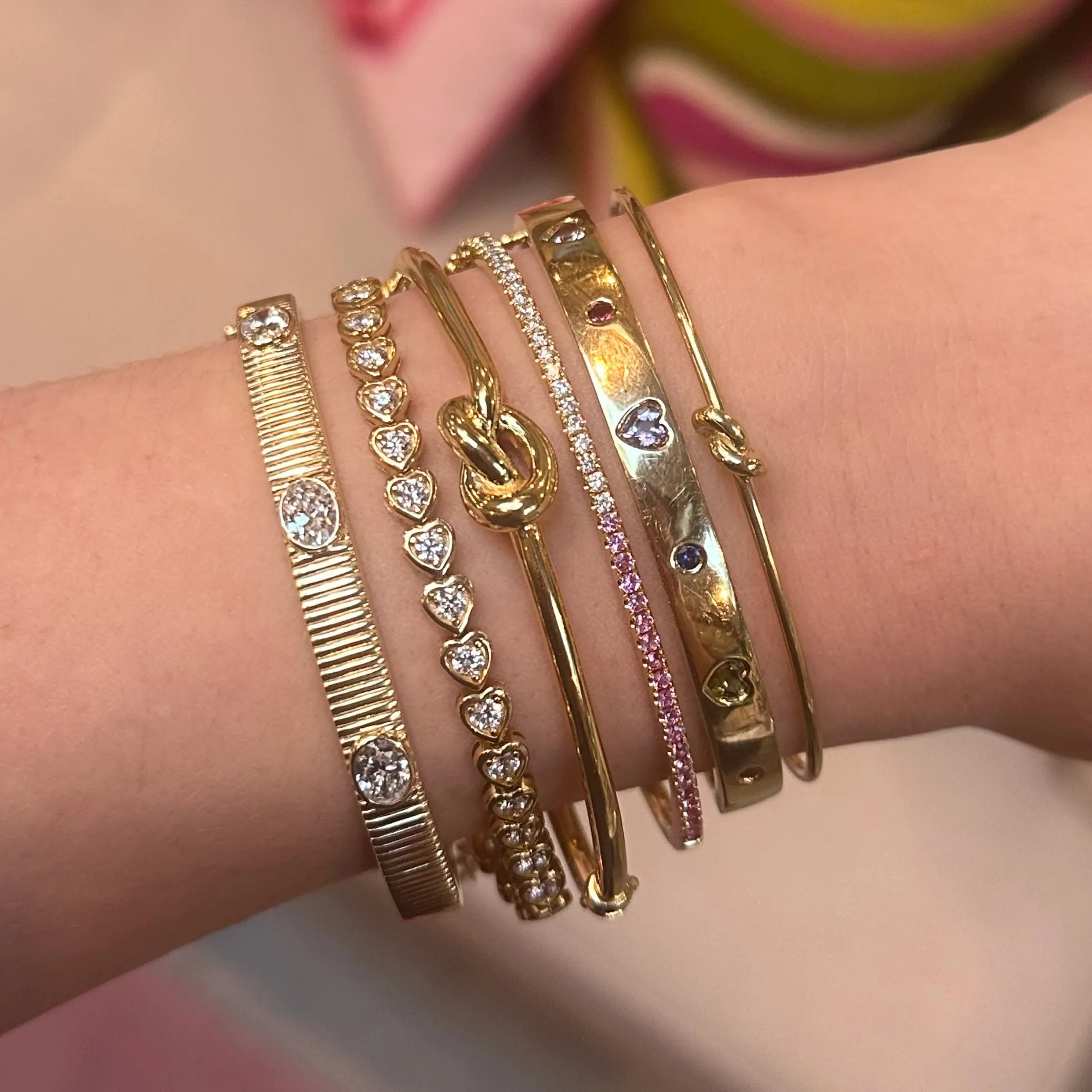 Inner Shine Bezel Set Diamond Heart Eternity Bracelet
