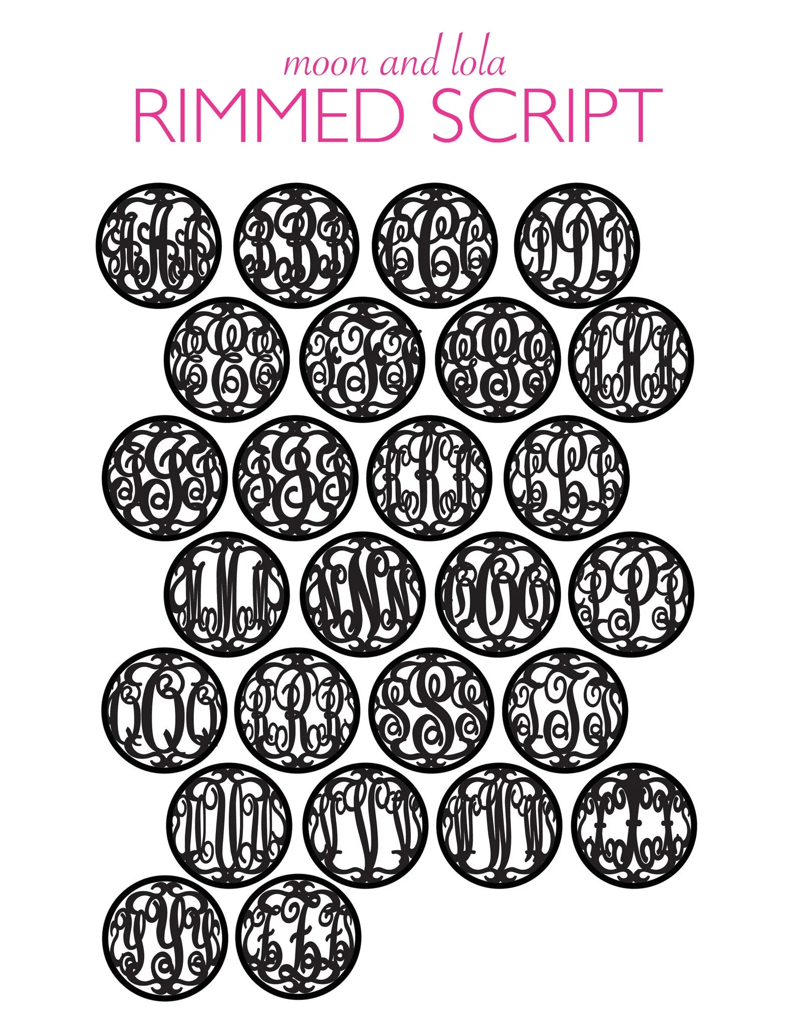 Interchangeable Rimmed Script Monogram Charm (WS)