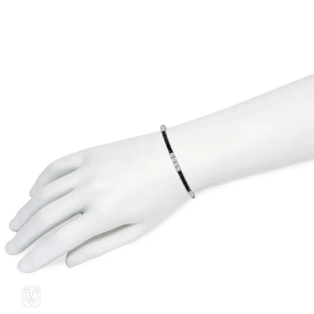 J.E Caldwell onyx and diamond line bracelet
