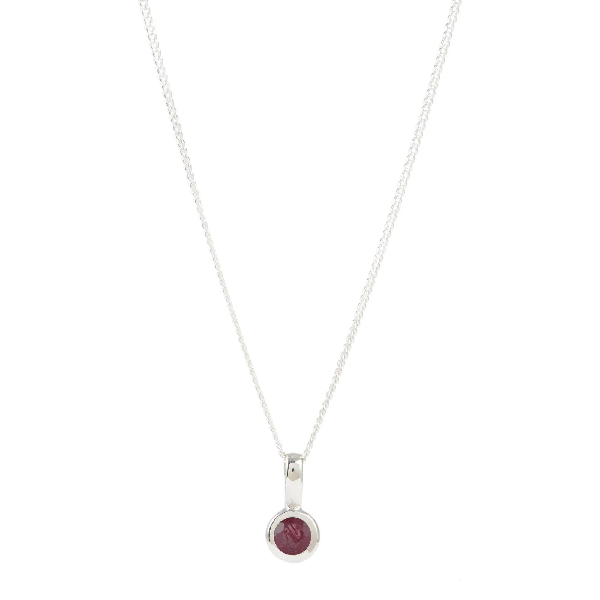 July Birthstone Charm Necklace - Ruby