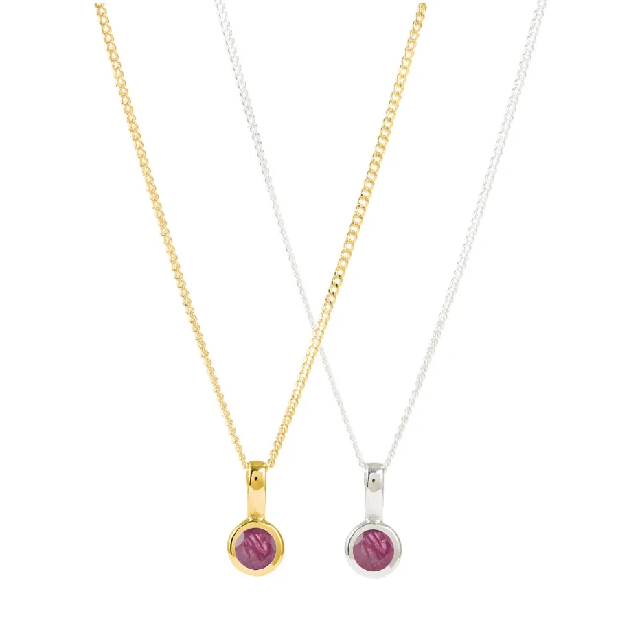 July Birthstone Charm Necklace - Ruby