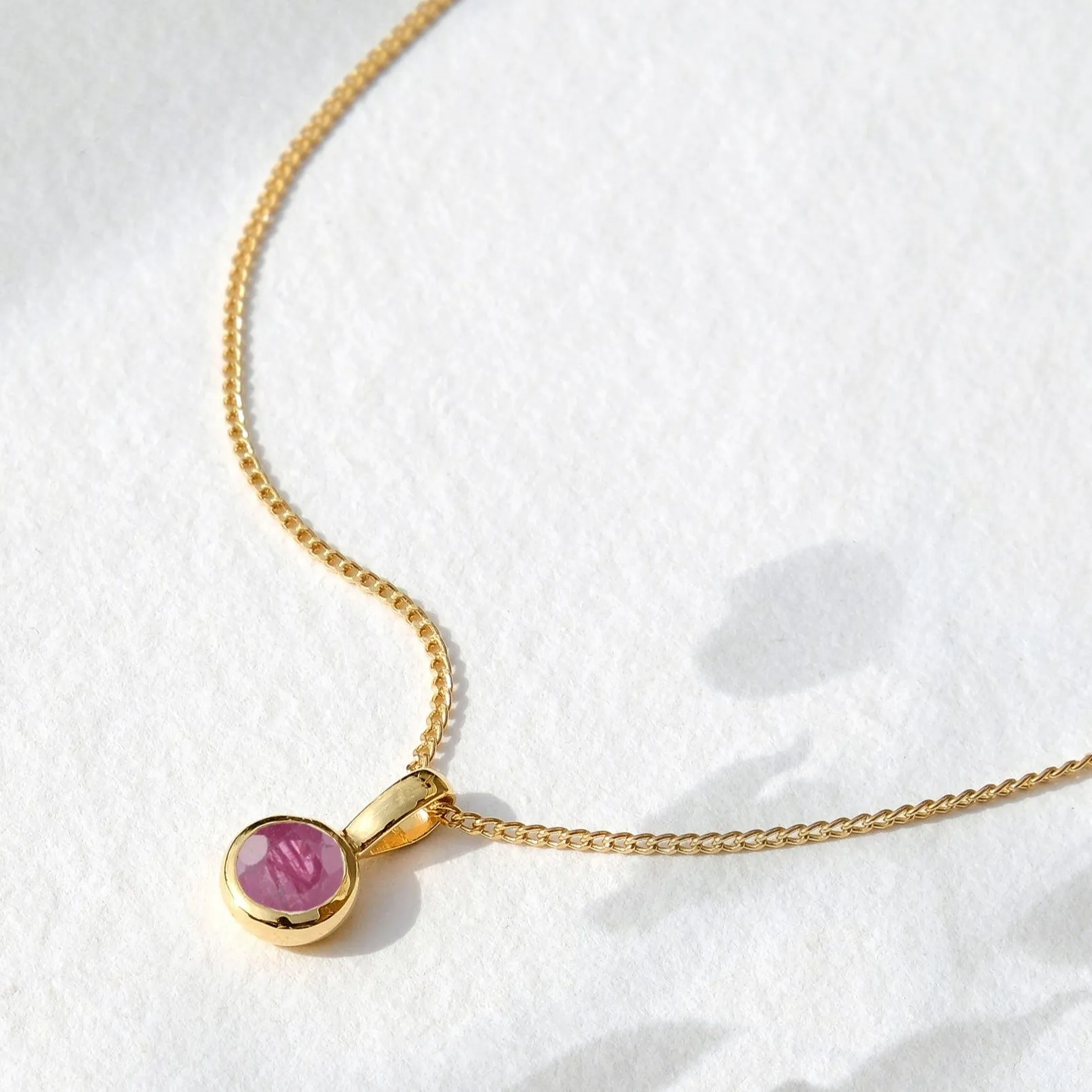 July Birthstone Charm Necklace - Ruby