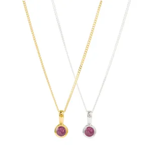 July Birthstone Charm Necklace - Ruby