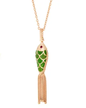 Kiwi Enamel Fish For Love Pendant