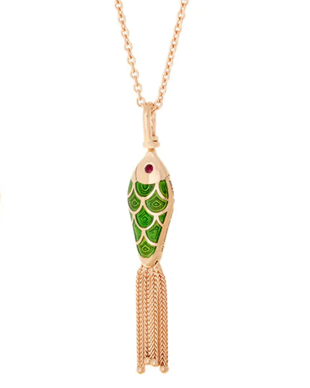 Kiwi Enamel Fish For Love Pendant