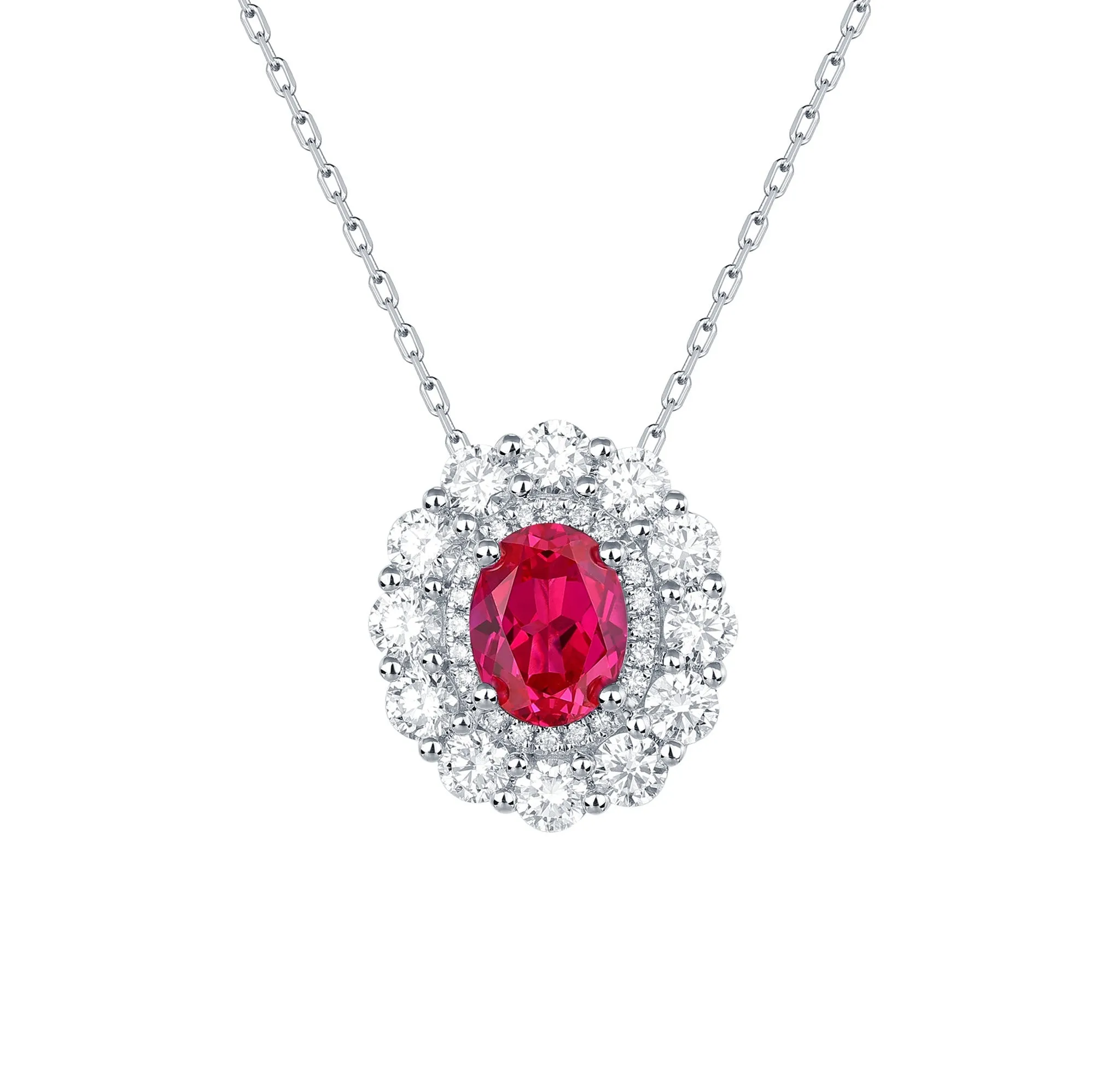 Lab Grown Diamond 4.50ctw Oval Halo Pendant <br> P-01908RUW