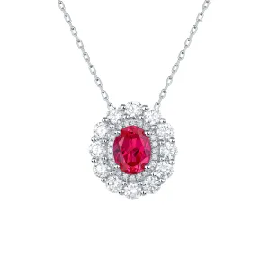 Lab Grown Diamond 4.50ctw Oval Halo Pendant <br> P-01908RUW
