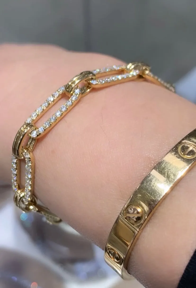 Ladies 3.86ctw Diamond Pave Two Tone Link Bracelet