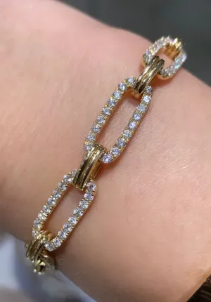 Ladies 3.86ctw Diamond Pave Two Tone Link Bracelet