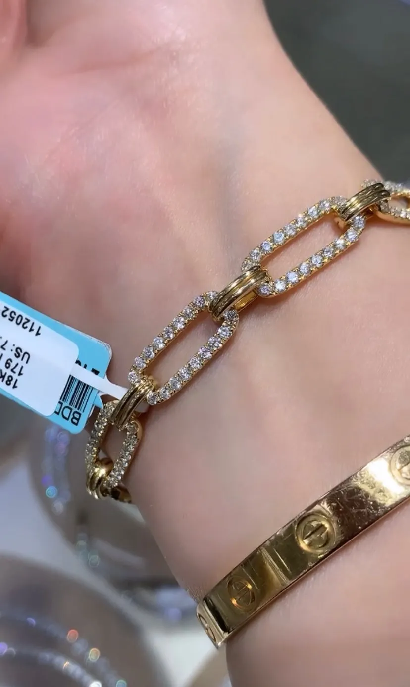 Ladies 3.86ctw Diamond Pave Two Tone Link Bracelet
