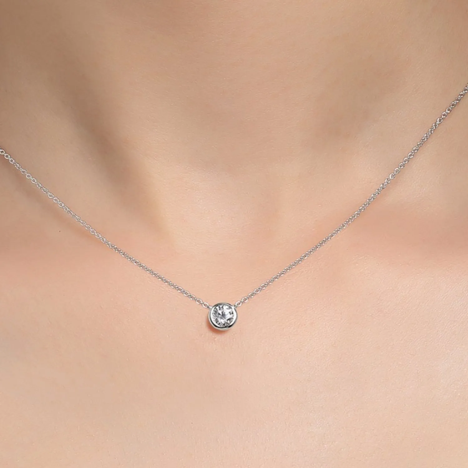 Lafonn Classic Bezel Set Simulated Round Cut Diamond Solitaire