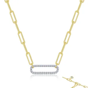LaFonn CTW: 0.57 2-Tone Paperclip Necklace