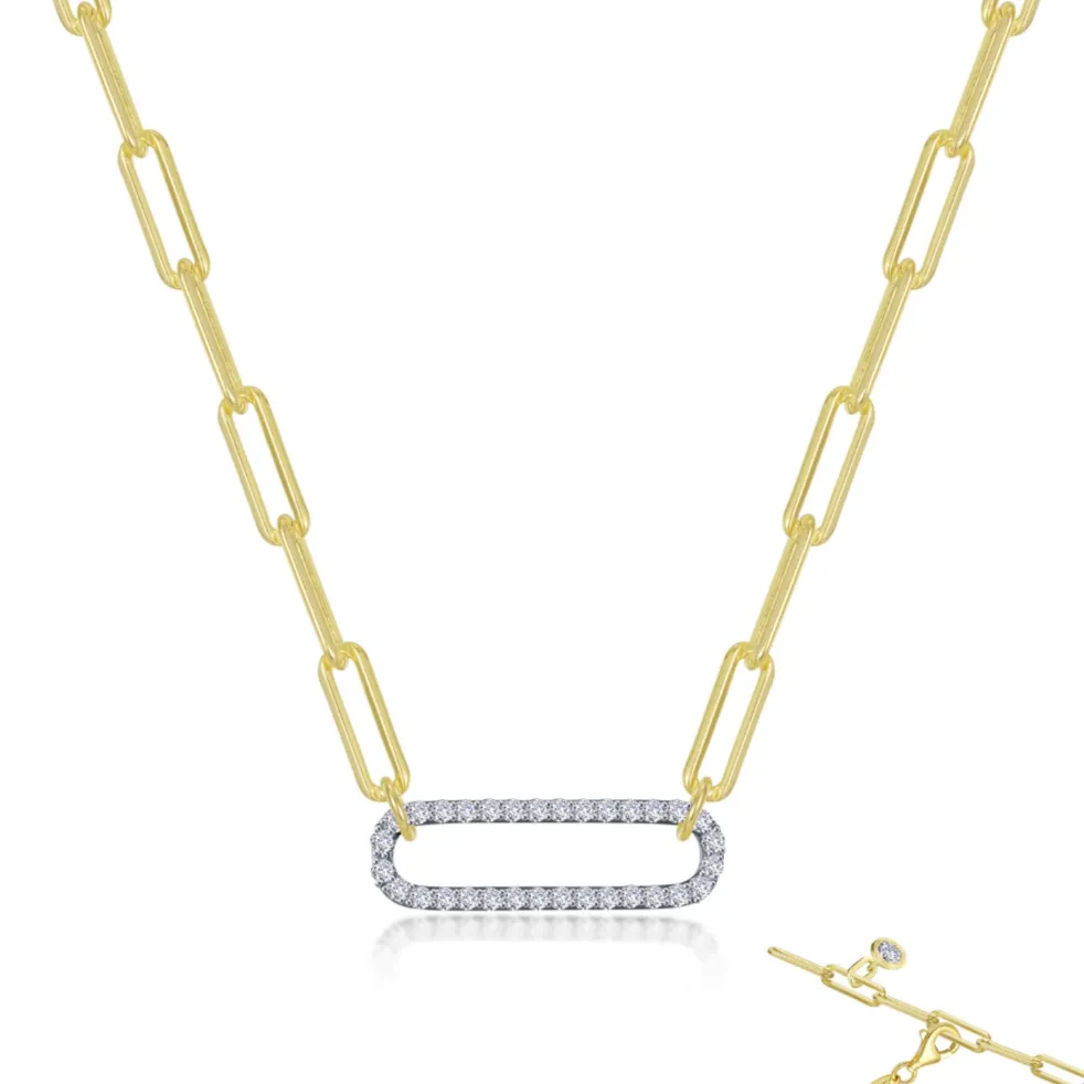 LaFonn CTW: 0.57 2-Tone Paperclip Necklace