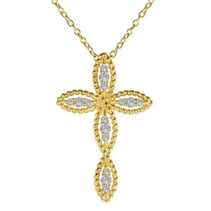 Lafonn Gold Plated Simulated Diamond Rope Texture Cross Pendant