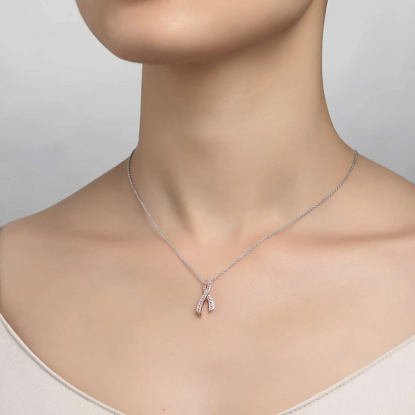 Lafonn Pink Ribbon Pendant