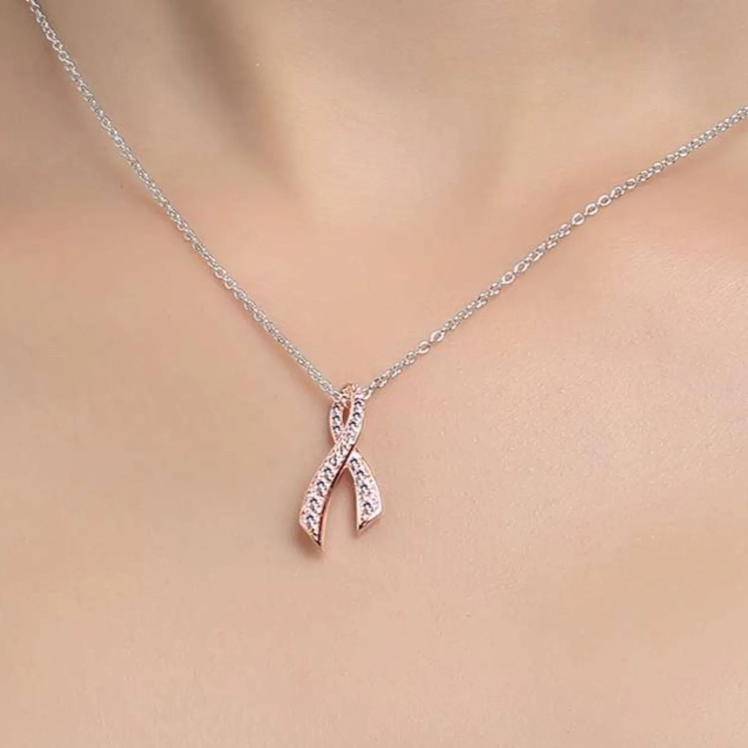 Lafonn Pink Ribbon Pendant