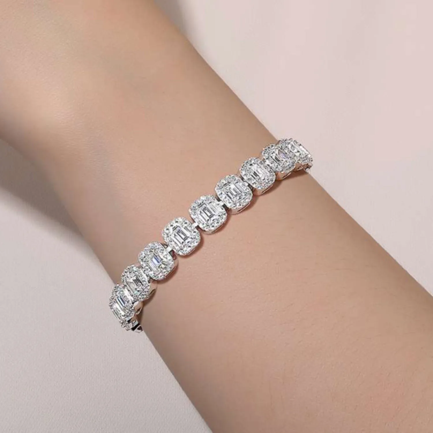 Lafonn Simulated Emerald Cut Diamond Tennis Bracelet