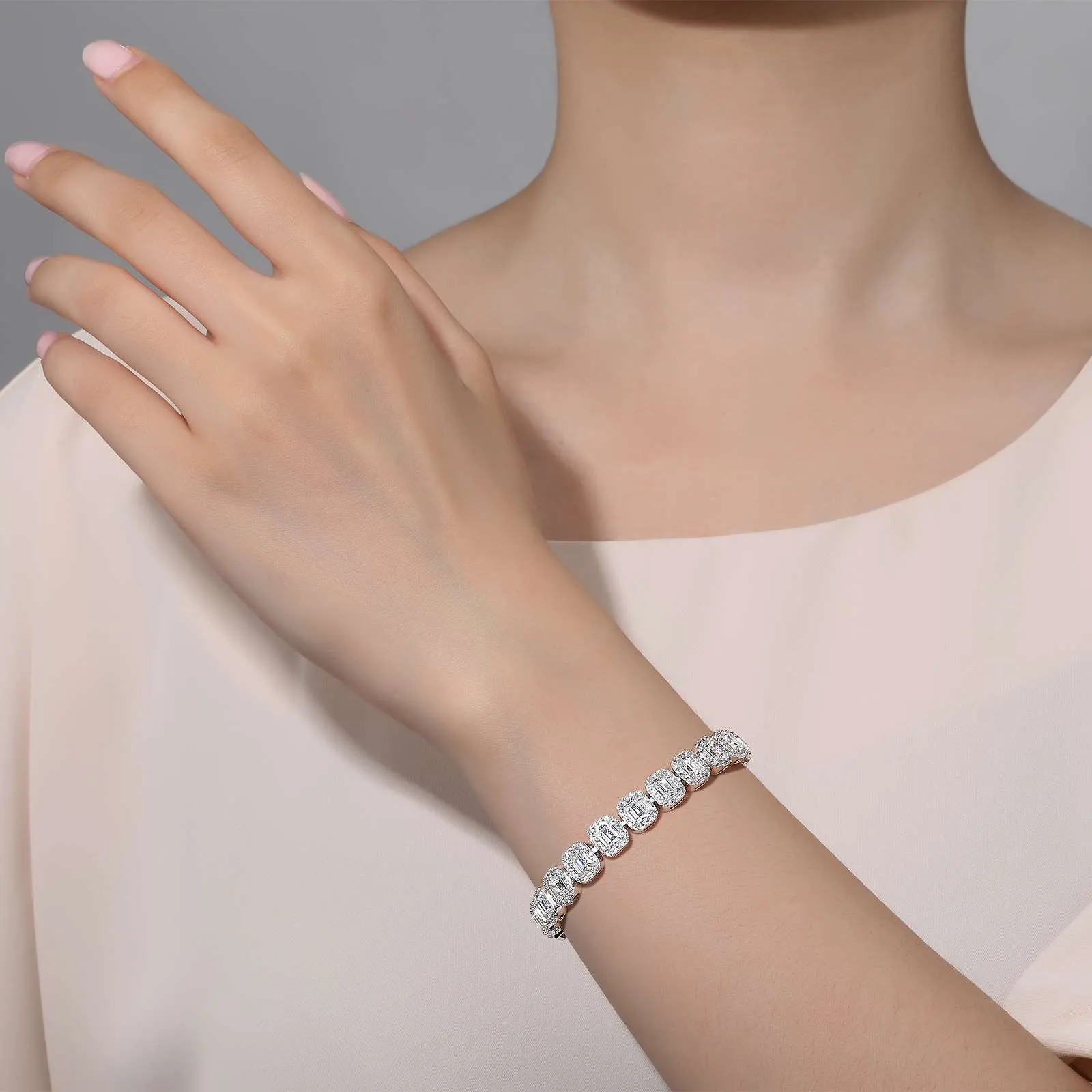 Lafonn Simulated Emerald Cut Diamond Tennis Bracelet